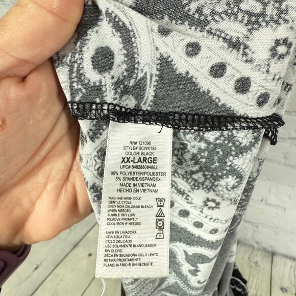 Kiara V-Neck Dress Women Plus XXL Black and White Short Sleeve Fair Isle Flowy - Picture 6 of 10